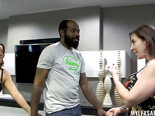 Nicky Ferrari and Sara Jay interracial threesome and pool game