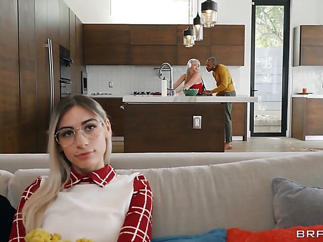 Kay Carter in ripped jeans anal interracial fuck behind her friend's back