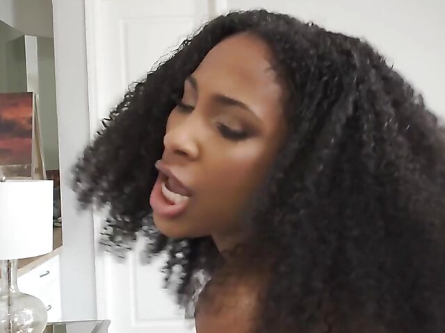 Black on black with slim ebony goddess Olivia Jayy