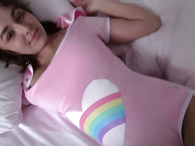 POV teen with glasses Leana Lovings gets dicked down in her bed