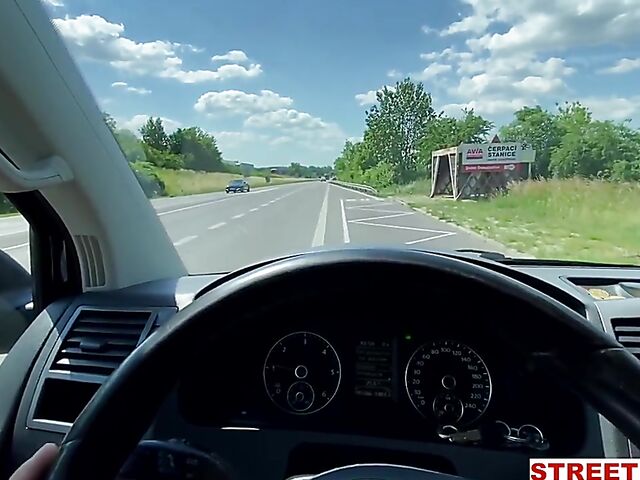 Naughty asian car sex POV style featuring May Thai