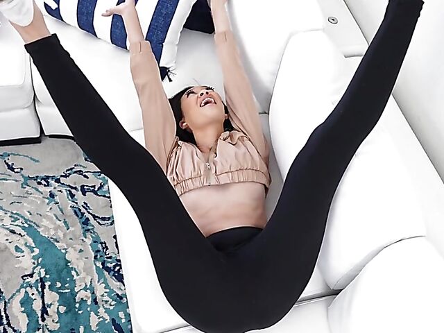 Petite asian in black leggings Madi Laine gets penetrated