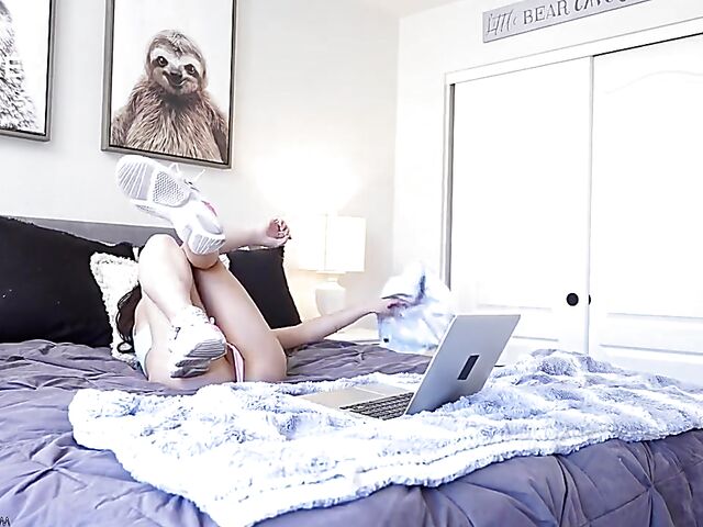 Tiny tits teen stepsister Dakota Tyler gets caught masturbating