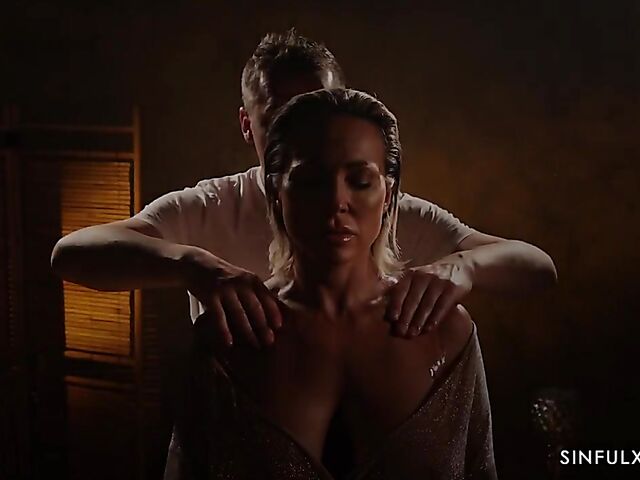 Erotic oiled massage and sex with well-endowed MILF Aubrey Black