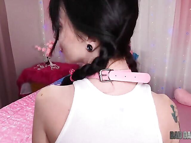 Inked brunette teen POV sex with stepdaddy featuring Kitty Kam