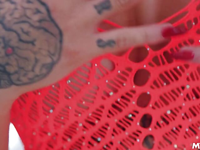 Kitana Montana - Tattoo MILF with big fake boobs gets her pierced pussy penetrated