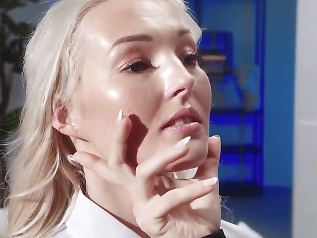 Lesbian pantyhose and skirt sex with a strapless dildo featuring Zuzu Sweet and Lovita Fate