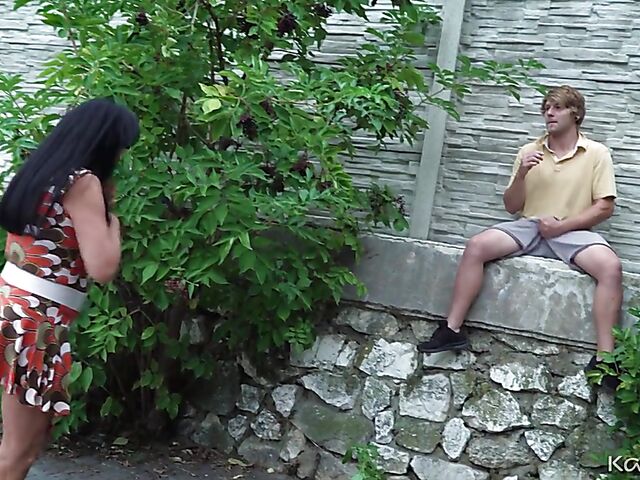 Huge tits mature brunette Nicole Ramone fucks a young man