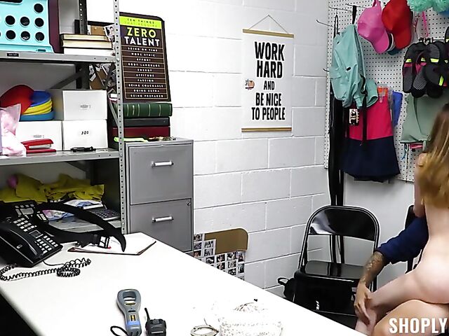 Cute young shoplifter Lana Smalls gets stripped naked for a fuck