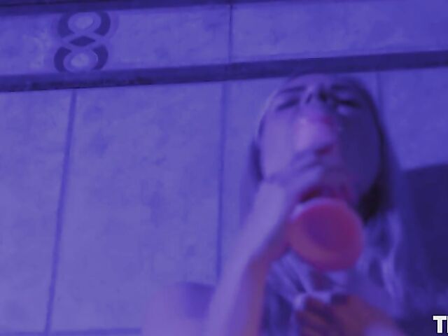 Piss drinking and dildo riding in the bathroom with Katya G