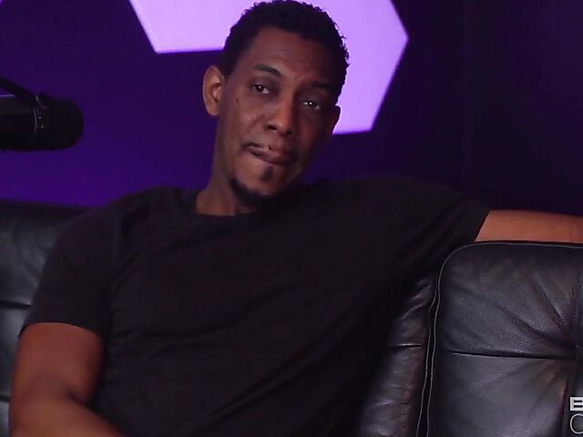 Podcast interview and interracial sex on the couch with leggy blonde pornstar Kay Lovely