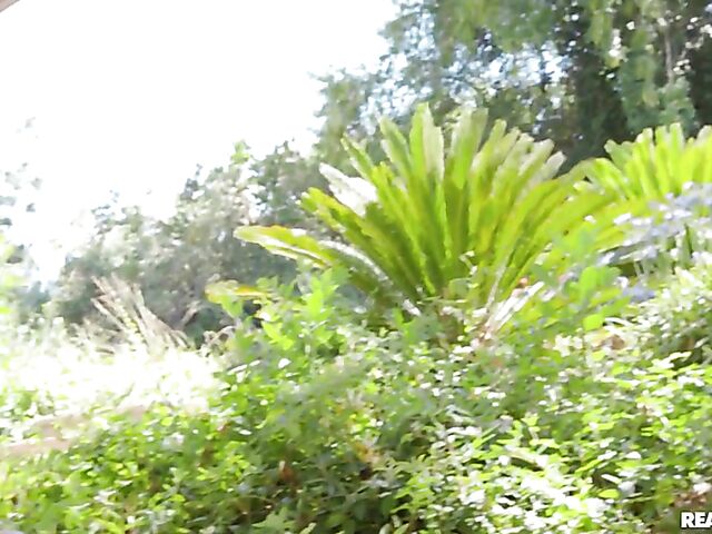 Bikini babes Charly Summer and Rachel Starr threesome in the garden