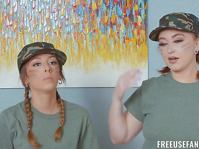 Bootcamp FFM threesome with army girls Dani Blu and Callie Black