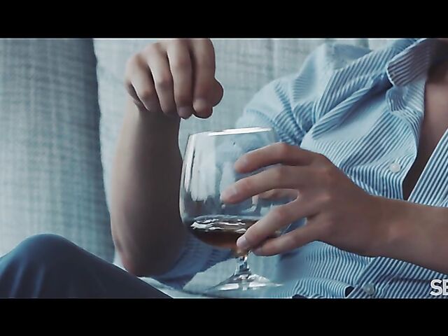 Cute redhead Dolly Dyson drinking, talking and fucking