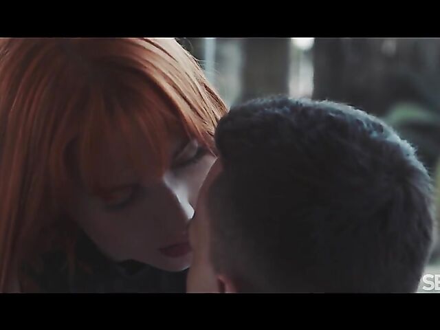 Cute redhead Dolly Dyson drinking, talking and fucking