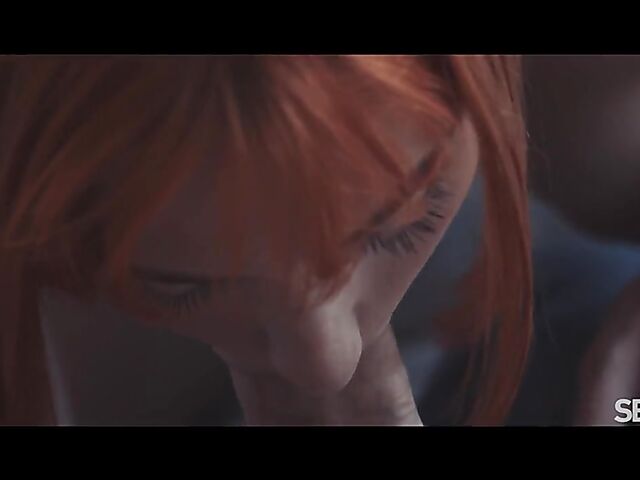 Cute redhead Dolly Dyson drinking, talking and fucking