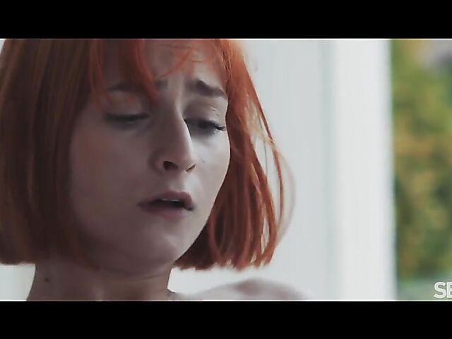 Cute redhead Dolly Dyson drinking, talking and fucking