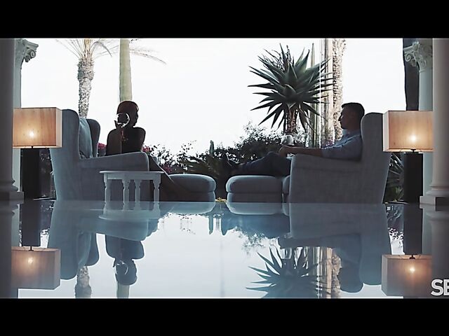 Cute redhead Dolly Dyson drinking, talking and fucking