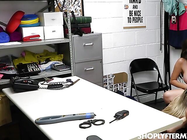 Sophia Sweet & Rose Lynn - Cute shoplifter gets tricked into FFM threesome