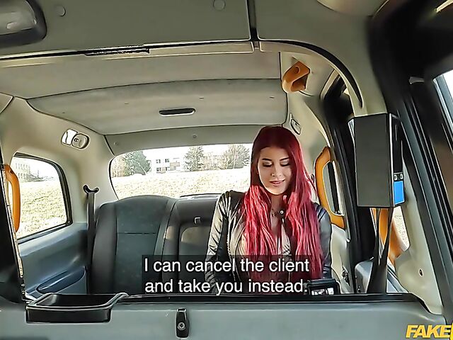 Clothed fucking in a taxi with red-haired Atlanta Moreno