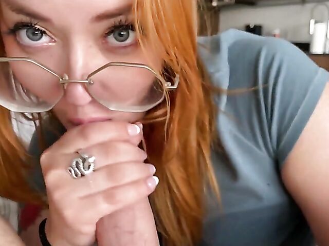 Emma Magnolia - Redhead with glasses POV suck and fuck in bed