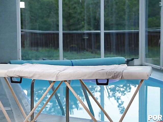 Ass dildoing, oily massage and interracial DP with Emily Pink