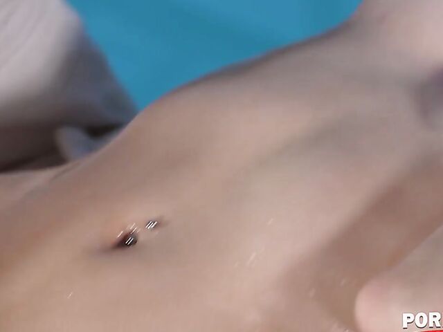 Ass dildoing, oily massage and interracial DP with Emily Pink