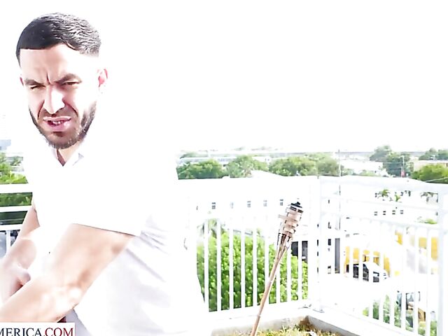 Young fitness babe with natural boobs Callie Black doing it with her friend's brother