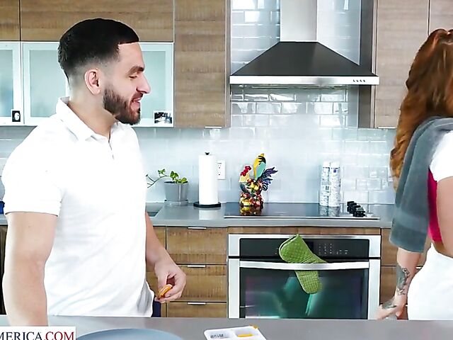 Young fitness babe with natural boobs Callie Black doing it with her friend's brother