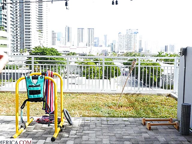 Young fitness babe with natural boobs Callie Black doing it with her friend's brother