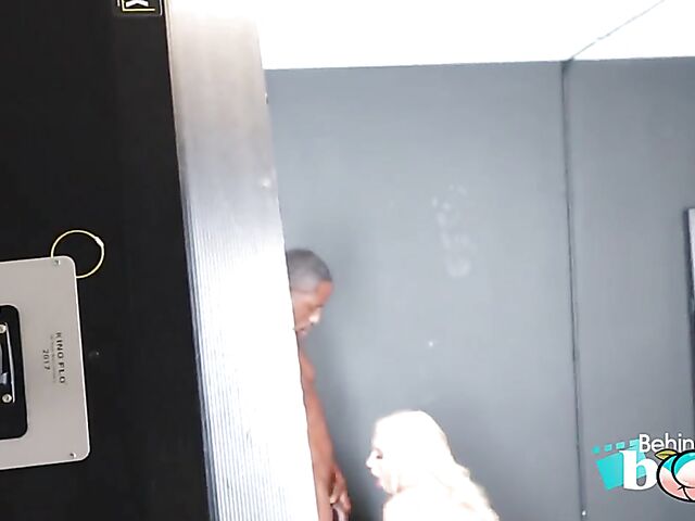 Porn backstage with big ass blonde Kate Dee shaking her booty and doing interracial doggystyle