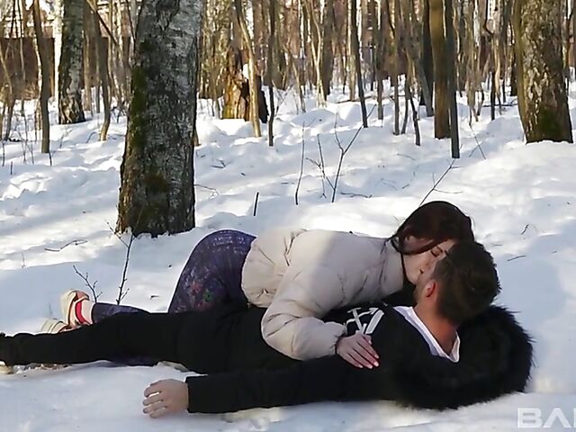 Passionate sex in winter with pale teen Hot Pearl