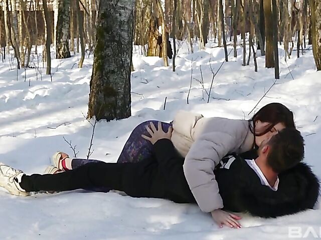 Passionate sex in winter with pale teen Hot Pearl