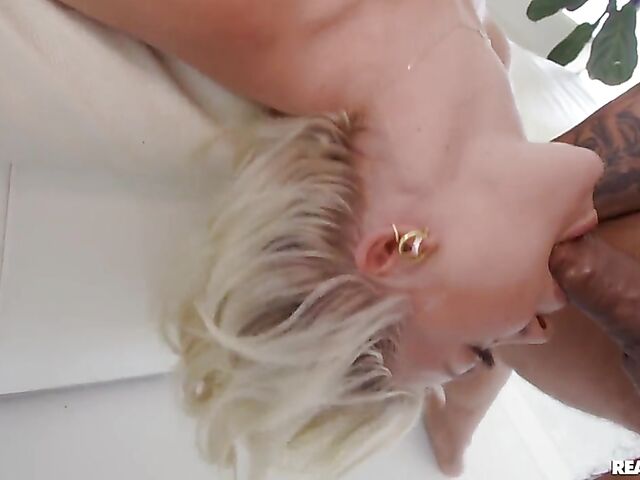 Blindfolded surprise for curious blonde Jazlyn Ray