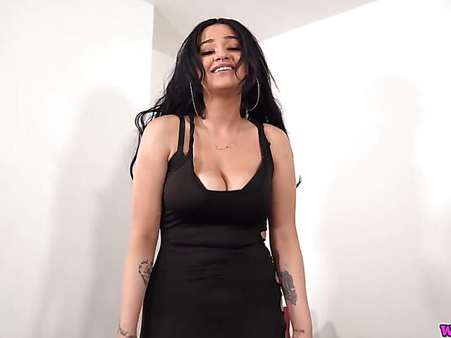 Busty brunette in black lingerie India Asia will make you cum