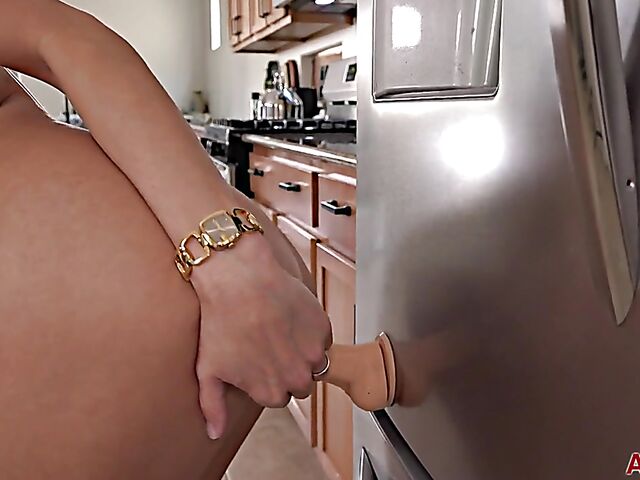 Kitchen MILF dildo ride featuring Pristine Edge