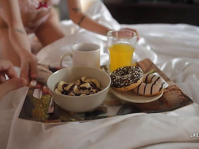 Breakfast in bed and POV anal with skinny beauty Tiffany Tatum