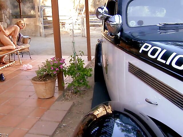 Criminal on the run sticks his dick in Bella Cole's shaved pussy