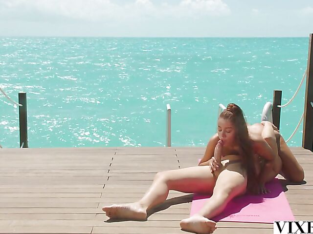 Summertime outdoor sex by the sea with fitness babe Vanna Bardot