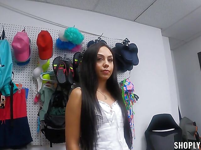 Interrogation, strip search and pussy fuck with small tits brunette Bianca Bangs