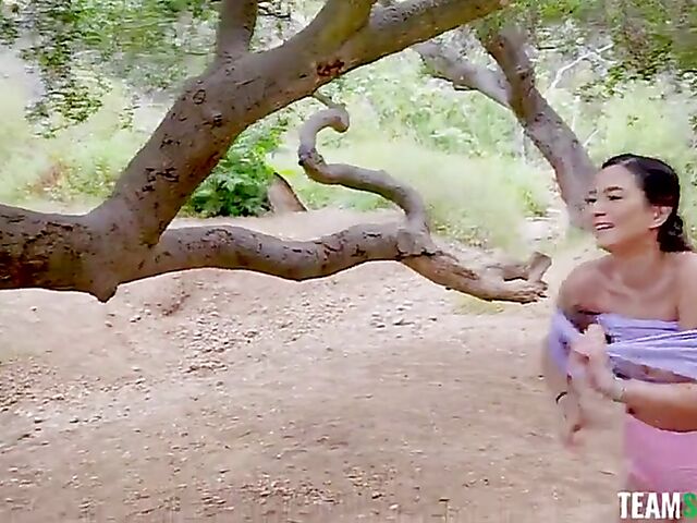 Picnic in the mountains and POV outdoor threesome with Jasmine Wilde and Kenzie Love