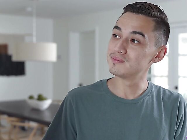 Skinny small tits MILF Charlie Valentine gets nailed by a boy in the kitchen