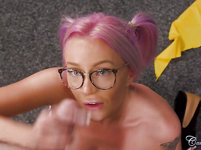 Naughty girl scout Zoe Grey wants cum on glasses