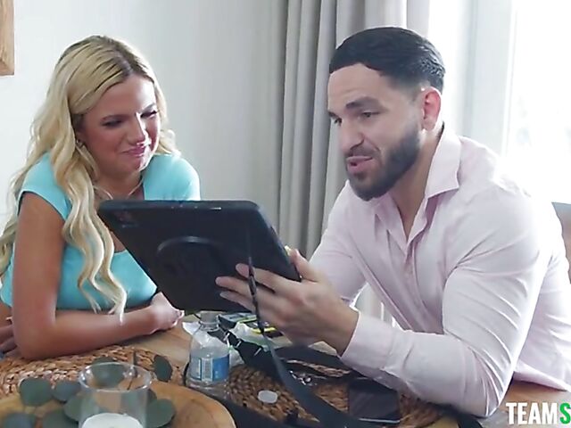 Leana Lovings and Lacy Tate shooting the FFM threesome scene