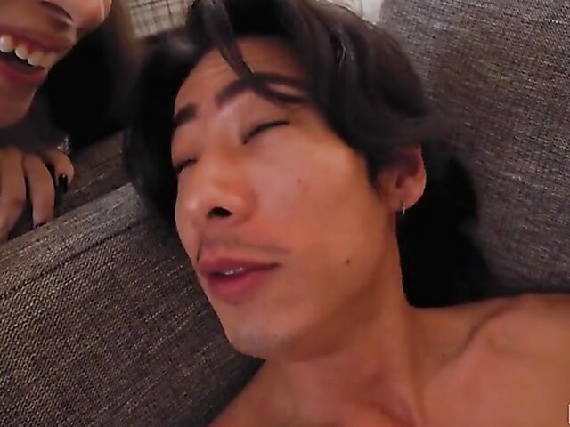 Group sex with three nasty maids sharing an asian cock featuring Brooke Johnson, Kitty Cam and Lily Thot