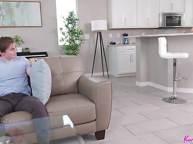 Skinny milf Ashley Wolf is eager to take her stepson's young cock