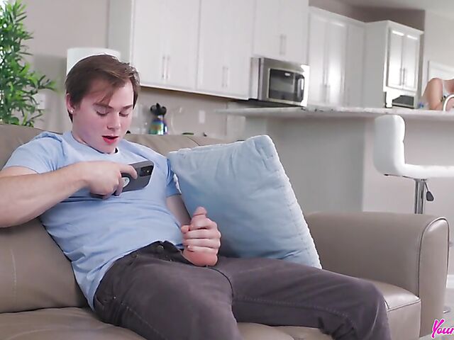 Skinny milf Ashley Wolf is eager to take her stepson's young cock