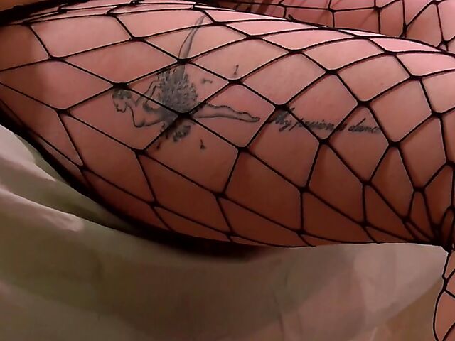 Mask and fishnet solo with toys featuring sexy Briana