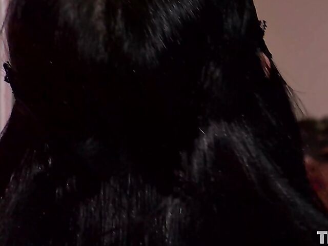 Mask and fishnet solo with toys featuring sexy Briana