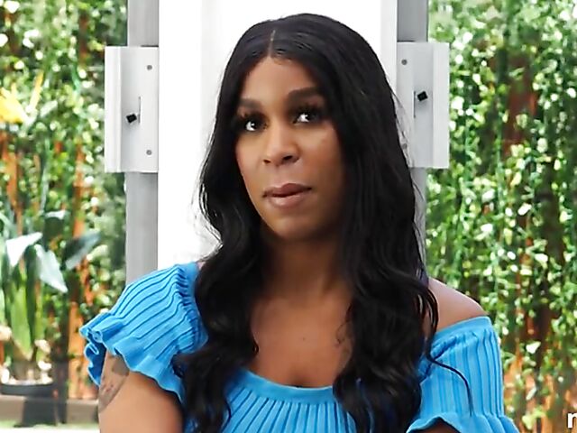 Busty ebony interracial casting featuring Paris